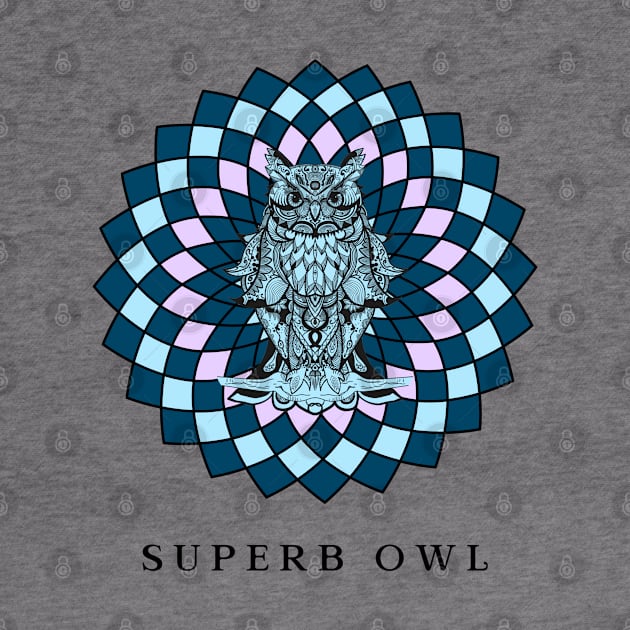 Superb Owl Mandala by Space Cadet Tees